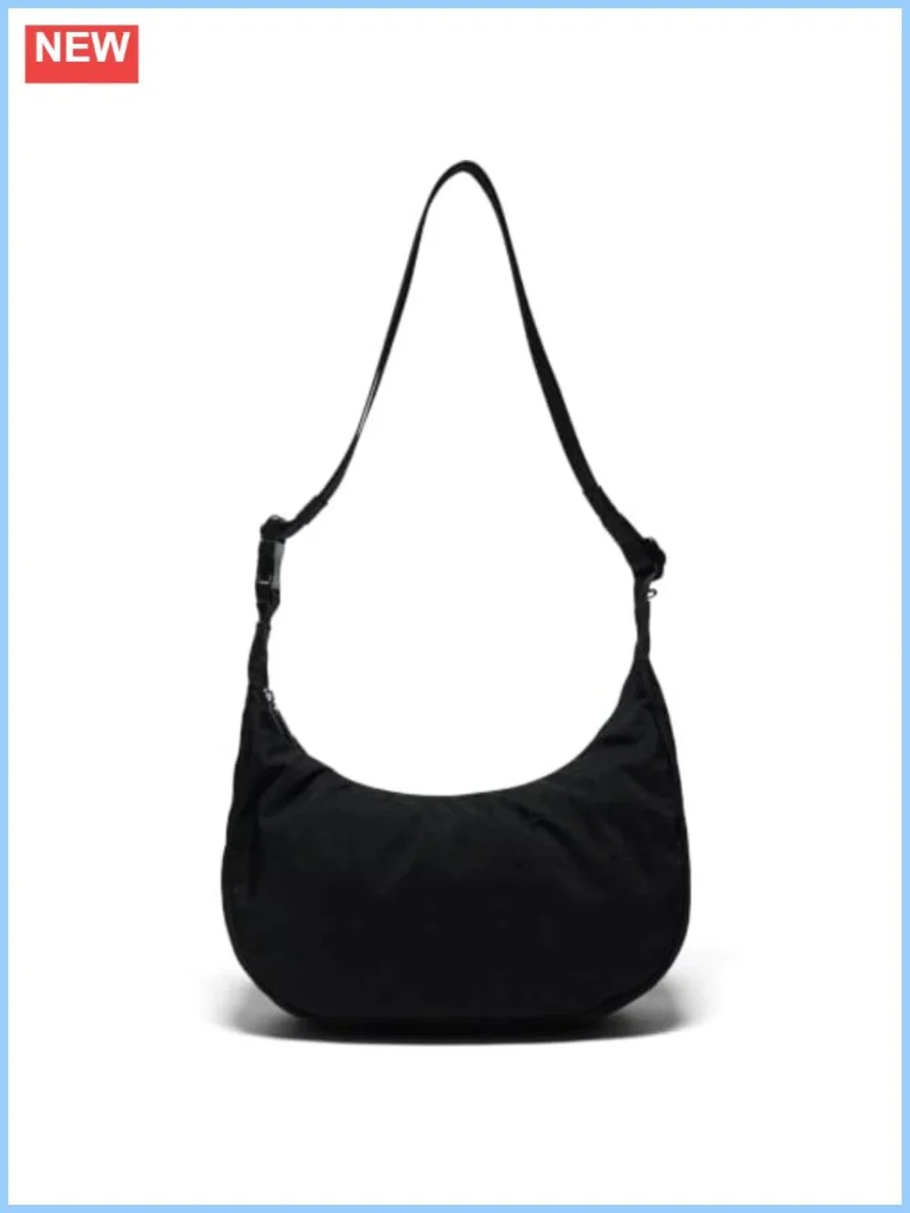 Washed Crinkle Nylon Crescent Crossbody Bag Women Quick-Release Strap